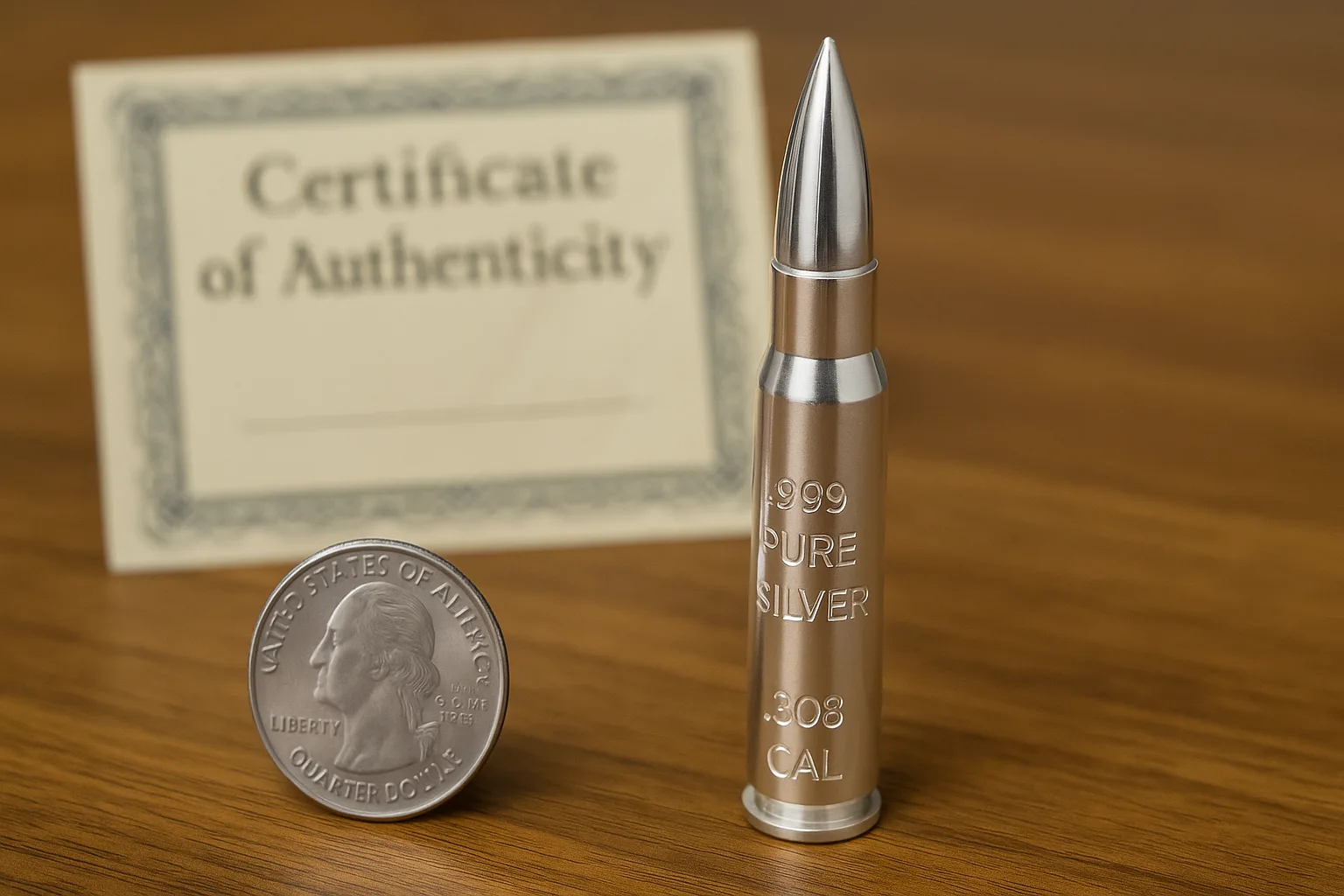 Silver Bullet .308 Caliber 2 oz .999 Pure Silver details